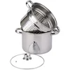 Image de Baumalu, Cuiseur à Pâtes INOX 29,5 x 21,5 x 24,5 cm en Acier Inoxydable, Couvercle en Verre, Triple Fond Diffuseur, Compatible Tous Feux et Induction, Ustensile de Cuisine de Haute Qualité