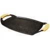 Image de Baumalu, Plancha en Fonte d'Aluminium 485 x 285 x 37 cm, Coloris Moucheté Imitation Pierre, Poignées en Bois, Compatible Tous Feux & Induction, Idéale pour Barbecue et Cuisine
