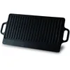 Image de Baumalu, Plancha en Fonte 38 cm Utilisable des Deux Côtés, Noir, Idéale pour Gaz et Four, Dimensions 38 x 23 cm, Parfaite pour Cuisson Saine et Savoureuse