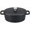 Image de BAUMALU, Mini cocotte ovale fonte avec couvercle 12,5x9,5 cm Black Design, cuisson homogène, style élégant, petite capacité, durable, taille 12,5x9,5 cm, couleur noir