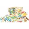 Image de JEUJURA - Coffret de Jeux Classiques - 150 Règles Incluses - Jeux de Société avec Pions en Bois : Dames, Oie, Petits Chevaux - Fabriqué en France - À partir de 3 Ans, Jaune