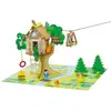 Image de La Cabane Perchée et sa Tyrolienne - 70 pièces : Jeu de Construction en Bois Naturel - Un Tapis de Jeu et de Nombreux Accessoires - Jeu de Construction - Âge Minimum : 3 Ans