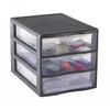 Image de SUNDIS Orgamix, petite tour de rangement en plastique gris, 3 tiroirs transparents format papier A4, hauteur 25,5 cm, superposable, idéale rangement bureau, cours, documents, fournitures