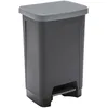 Image de SUNDIS Step Bin, poubelle à pédale 50 L, rectangulaire, en plastique recyclé, noir et anthracite, pour cuisine, bureau, buanderie, garage, atelier