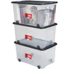 Image de SUNDIS Ventilo, boîte de rangement plastique avec couvercle 50L, x3, noir
