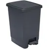 Image de SUNDIS Flat Bin, poubelle à pédale 30 L, rectangulaire, en plastique recyclé, avec anses pour accrocher et cacher le sac, noir et anthracite, pour cuisine, bureau, buanderie, atelier, salle de bain