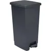 Image de SUNDIS Flat Bin, poubelle à pédale 40 L, rectangulaire, en plastique recyclé, avec anses pour accrocher et cacher le sac, noir et anthracite, pour cuisine, bureau, buanderie, atelier, garage