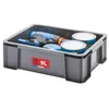 Image de SUNDIS Master Box, bac de rangement 9L en plastique recyclé, robuste et renforcé, parois droites, superposable et combinable, idéal pour l’atelier, le bricolage ou le transport