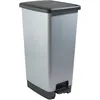 Image de SUNDIS Cover Bin, poubelle à pédale 40 L, rectangulaire, en plastique recyclé, aspect métal, avec anses pour accrocher et cacher le sac, pour cuisine, bureau, buanderie, atelier, garage