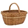 Image de AUBRY GASPARD - Panier à Provisions Osier Lucette - Ovale Bicolore Beige et Caramel - Rebords Tressés - 40x30x22 cm - Poids 0,50 kg - Idéal Courses et Pique-Niques