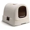 Image de CURVER Maison de Toilette pour Chat - Bac à Litière Fermé - Compartiment Inférieur Amovible pour Un Nettoyage Facile - Pelle à Litière et Tapis de Sol Inclus - Dimensions : 51 x 39 x 40 cm - Ivoire