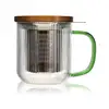 Image de Tisanière mug Karl en verre borosilicate anse verte 300 ml Ogo