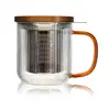 Image de Tisanière mug Karl en verre borosilicate anse ambrée 300 ml Ogo