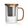 Image de Tisanière mug Karl en verre borosilicate anse ambrée 475 ml Ogo