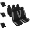 Image de DBS - Housses de sièges - Voiture/Auto - 5 sièges séparés - Noir + Gris - Avant/Arrière - Universelles - Anti-dérapant - Lavable