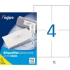 Image de AGIPA Bte 400 étiquette 105x148,5 mm (4 x 100F A4) Multi-usage Coin Droit Permanent Blanc