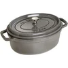 Image de STAUB Cocotte en Fonte Émaillée avec Couvercle, Tous feux dont induction, 4 à 5 personnes, Ovale, 29 cm, 4,25 L, 6,3 kg, Gris Graphite