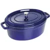 Image de STAUB Cocotte en Fonte Émaillée avec Couvercle, Tous feux dont induction, 6 à 7 personnes, Ovale, 33 cm, 6,70 L, 8,2 kg, Bleu Intense