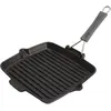 Image de STAUB Gril en Fonte avec Bec Verseur et Manche Silicone, Carré, diam 24 cm, Noir Mat