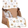 Image de TINÉO - Réhausseur Nomade - Adaptable A Toutes Les Chaises - Ultra Compact - Transportable - Harnais De Sécurité - Rangement Compartimenté Et Fermé dans L'Assise (Camel Ourson)
