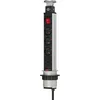 Image de Brennenstuhl Multiprise Tower Power 3 Prises 2 Ports USB A 2m H05VV-F | Encastrable, 3 prises orientées à 45 degrés 2P+T 16A 230V, 2 ports USB A, interrupteur à voyant, 60mm diamètre de perçage