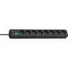 Image de Brennenstuhl Multiprise Eco-Line 8 Prises avec Interrupteur (Bloc multiprises orientées à 45 degrés, Interrupteur à Voyant Lumineux, Crochet de Suspension Amovible, 3m de câble H05VV-F 3G1,5) Noire