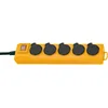 Image de Brennenstuhl Multiprise Super-Solid SL 554 FR avec clapets et Interrupteur (5 Prises avec clapets orientées à 45 degrés, Crochet, 2m de câble H07RN-F, Utilisation en extérieur) Jaune