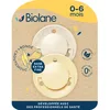 Image de BIOLANE - Tétines rondes - Sucettes extra-fines - 0 à 6 mois - Jaune et Beige - Téterelle en caoutchouc naturel - Respect du développement bucco-dentaire- Douces et confortables