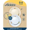 Image de BIOLANE - Tétines rondes - Sucettes extra-fines - 0 à 6 mois - Bleu et Beige - Téterelle en caoutchouc naturel - Respect du développement bucco-dentaire- Douces et confortables