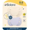 Image de BIOLANE - Tétines anatomiques - Sucettes extra-fines - 0 à 6 mois - Lilas et beige - Téterelle plate et réversible- Confort optimal- Respect du développement bucco-dentaire
