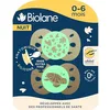 Image de BIOLANE - Tétines Anatomiques de Nuit 0-6 Mois - Sucettes Beige & Marron | Phosphorescentes extra-fines, Téterelle plate et réversible, Respect du développement bucco-dentaire, Recommandés par UFSBD