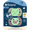 Image de BIOLANE - Tétines anatomiques de nuit - Sucettes phosphorescente extra-fines - 18 mois et plus - Rose et Beige - Téterelle plate et réversible - Respect du développement bucco-dentaire