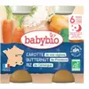 Image de BABYBIO Repas de Dîner pour Bébé Bio Carotte Potiron Riz Dès 6 Mois 2x200 g