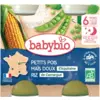 Image de BABYBIO Repas de Dîner pour Bébé Bio Pois, Maïs, Riz Dès 6 Mois 2x200 g