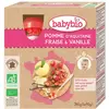 Image de Babybio - Gourdes Pomme d'Aquitaine Fraise Vanille 4x90 g - 6+ Mois - BIO - Lot de 3