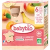 Image de Babybio - Gourdes Fruits - Pomme Abricot d'Occitanie Banane 4x90 g - 6+ Mois - BIO (Lot de 2)