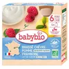 Image de Babybio desserts brassé chèvre pomme framboise 4 gourdes de 85g
