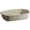 Image de Emile Henry Petit Plat à Four Rectangulaire 29 x 19 cm   2 à 4 Personnes   Céramique Haute Résistance HR®   Cuisson Homogène   Coloris Beige Argile   Fabriqué en France