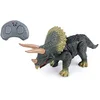 Image de TECHNOBOT - Dinosaure Tricératops - Sonore et Lumineux - Commande Infrarouge - Portée 10 m - 088363 - Gris - 25 cm - Plastique - Piles Incluses - À Partir de 4 Ans