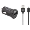 Image de T'nB CHBBCAR1 Chargeur allume cigare + câble rétraction tt pour Smartphone micro USB Premium Noir