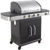 Image de Cook’in Garden - Barbecue Gaz Fidgi 4, 4 Brûleurs Inox, Grill et Plancha, Couvercle avec Thermomètre, Structure Métal, Cuve Acier, Allumage Piezo, Idéal Terrasse Extérieur Jardin