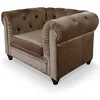 Image de Menzzo A605V1 Contemporain Fauteuil pour Canapé Bois/Velours Taupe 80 x 110 x 72 cm