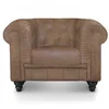 Image de Menzzo Fauteuil Chesterfield Vintage - Siège capitonné Cuir Vieilli, Design Classique Intemporel pour Salon, Bureau ou Coin Lecture