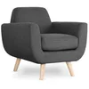 Image de Menzzo Fauteuil scandinave Danube   Tissu Gris foncé   Pieds Bois Naturel   Fauteuil Lounge Moderne Confortable   Style Nordique   L67 x P78 x H86 cm