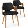 Image de Menzzo Lot de 2 Chaises Scandinaves Dima en Bois Naturel et Noir   Chaises de Salle à Manger Design avec Assise Confortable   L51 x P51 x H72 cm