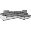 Image de Menzzo Canapé d’Angle Antoni en Simili Blanc & Tissu Gris Clair   Canapé Moderne 5 Places   Angle réversible   L290 x P225 x H85 cm