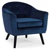 Image de Menzzo Fauteuil scandinave Savoy   Velours Bleu, Fauteuil Salon avec Dossier capitonné et Pieds Bois, Fauteuil Confortable Design Nordique
