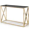 Image de Menzzo Console Sydney en Verre Fumé et Pieds Or