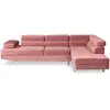 Image de Menzzo Canapé d’Angle Convertible Alfa Velours Rose   Forme L avec têtières relevables, L260 x P163 x H72 cm