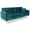 Image de Menzzo Canapé Convertible 3 Places Carla en Velours Vert, Canapé lit clic clac Moderne - Revêtement Velours Doux   Pieds métal élégants - Confort Quotidien